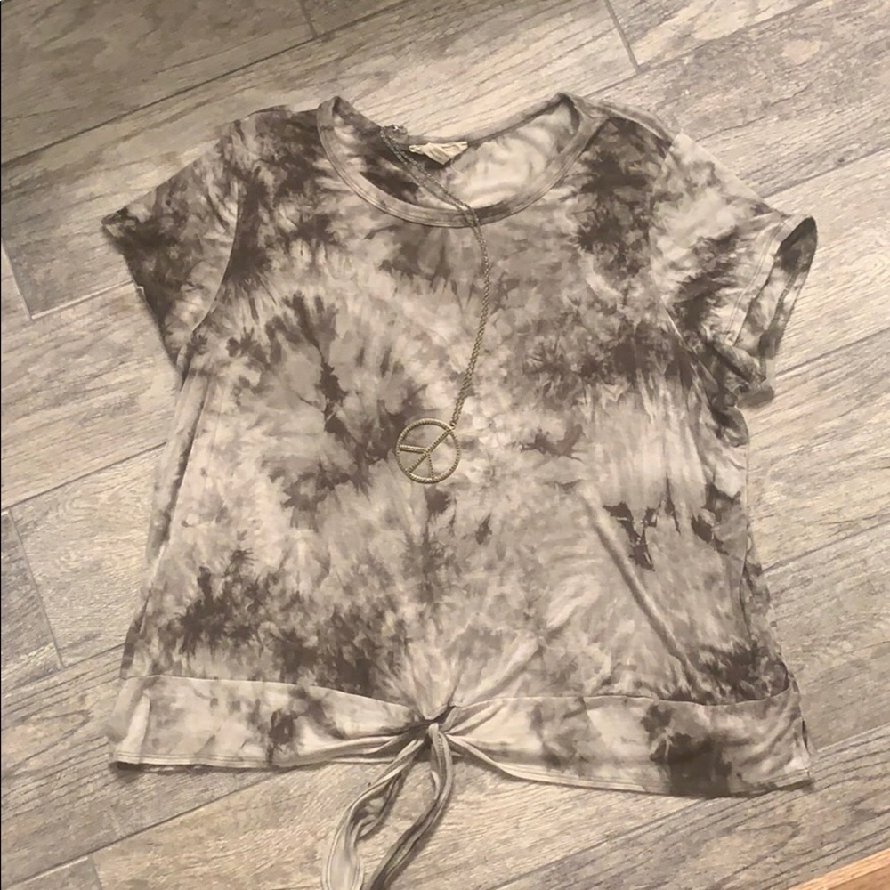 No Comment tie front tie-dye tee